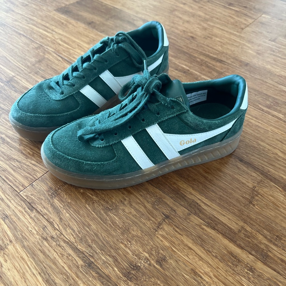 Gola Green Suede Sneakers with White Stripes